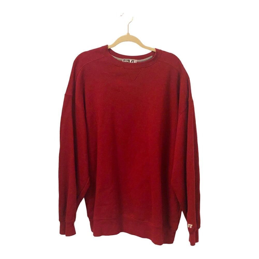 Russell Athletic Premier Gear Mens XL Long Sleeve Burgundy Pullover Sweatshirt
